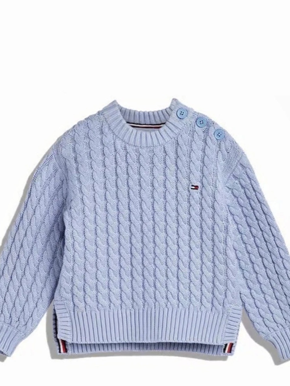 Tommy Hilfiger Cable Knit Crewneck Sweater in Purple Like New
